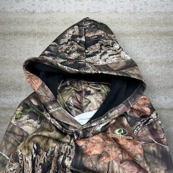 Vintage Mossy Oak Hunting Camo Hoodie Polyester Pullover Woodland 90s - Picture 3 of 3
